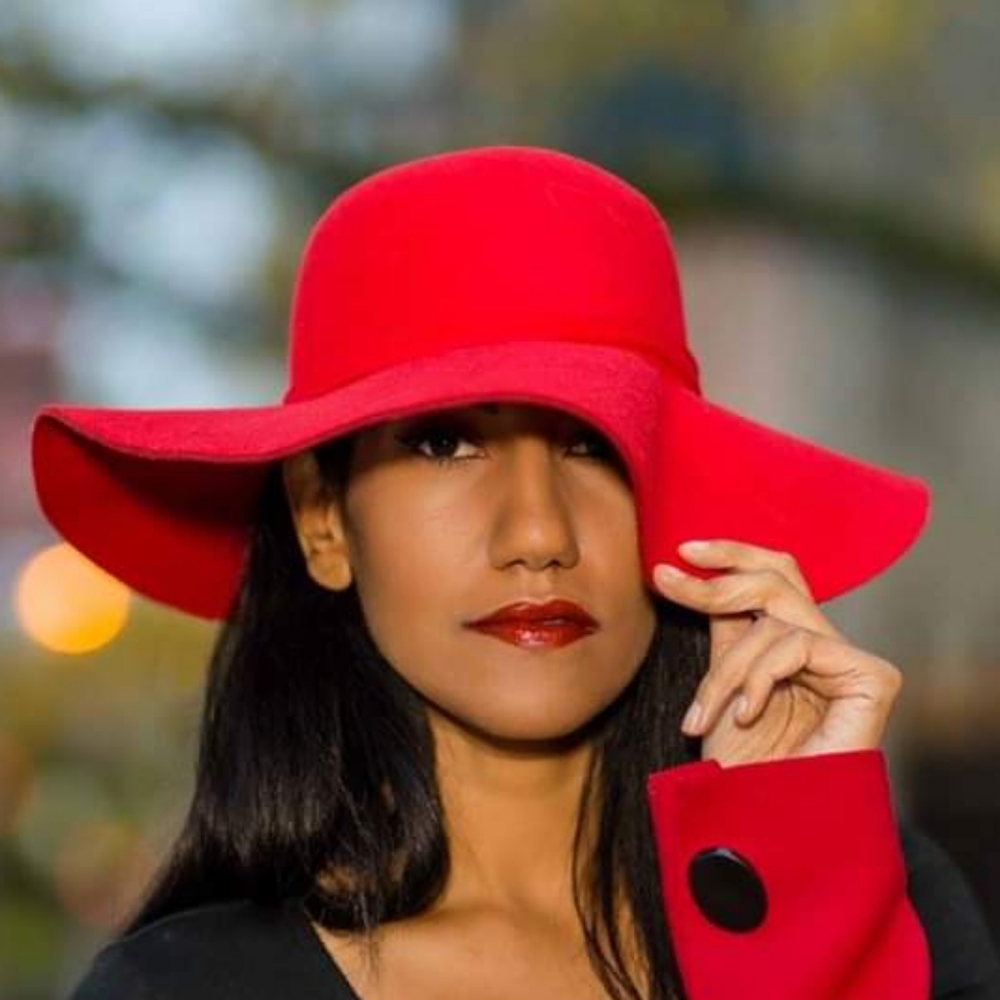 Red felt hat